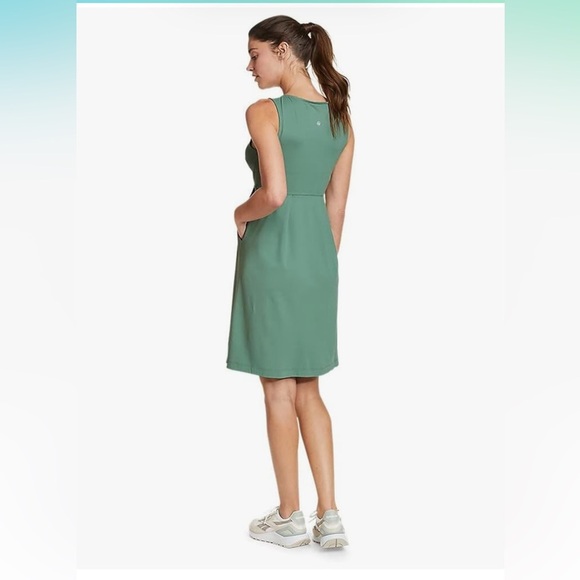 NWT Eddie Bauer Aster 7 Days crossover dark  seafoam green Dress Large L pockets - Picture 2 of 12
